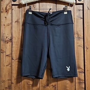 PLAYBOY x Missguided Recycled Black Ruched Bike Shorts US 8